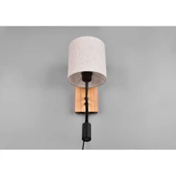 Seinävalaisin Trio Nilam lukuvalolla, 18cm, LED + E27, luonnonpuu