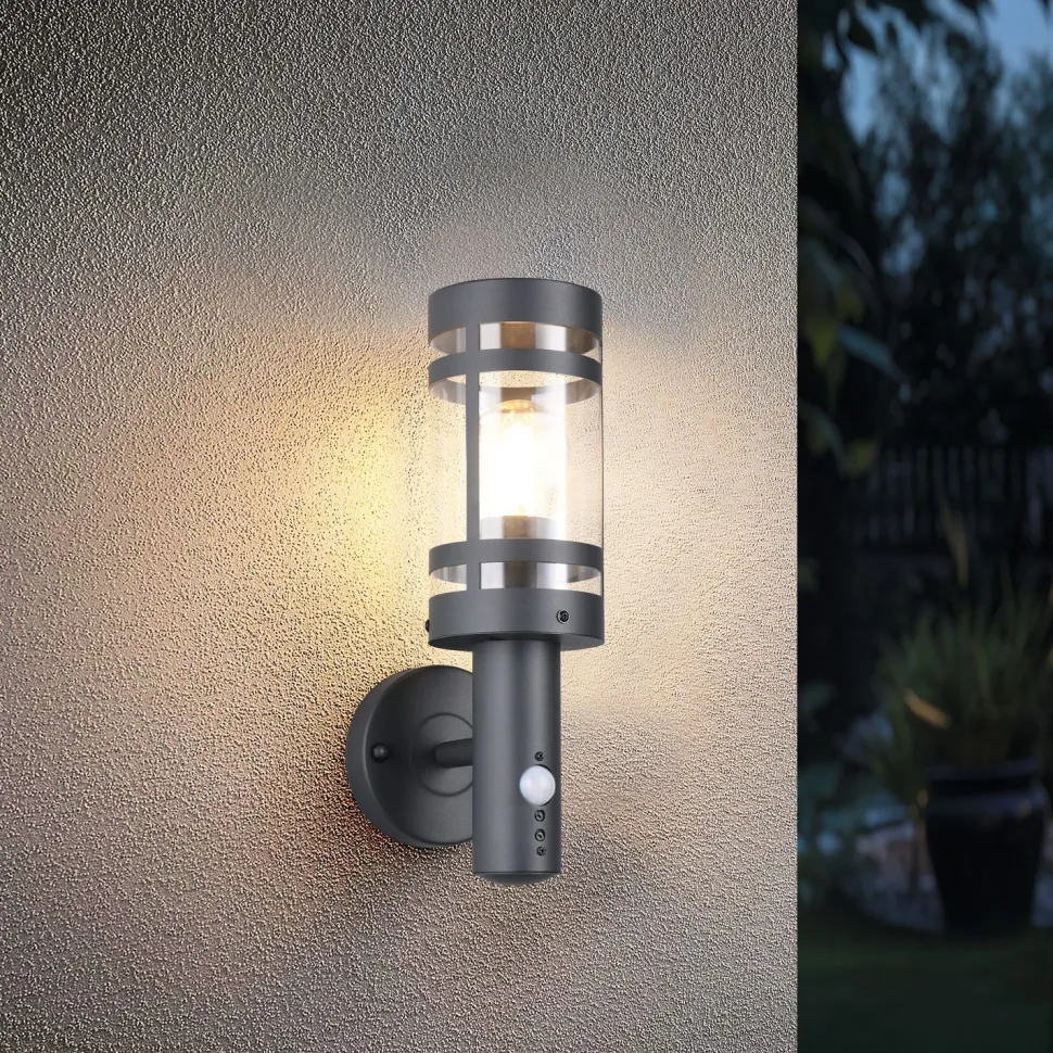 Seinävalaisin Trio Paloma, E27, antrasiitti, liiketunnistin