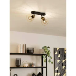 Spottivalaisin Eglo Sambatello 2-osainen 48x28cm harjattu messinki/musta