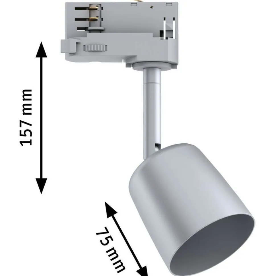 Spottivalaisin kiskoon Paulmann ProRail3 Cover, GU10, max.10W, himmennettävä, hopea