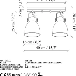 Spottivalaisin kattoon Linento Lighting Spotkafasi, 2-osainen, musta