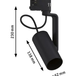 Spottivalaisin kiskoon Paulmann ProRail3 Apol II, E27, max.50W, himmennettävä, musta