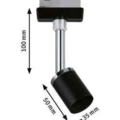 Spottivalaisin kiskoon Paulmann URail Pure II, GU10, max.10W, himmennettävä, mattamusta