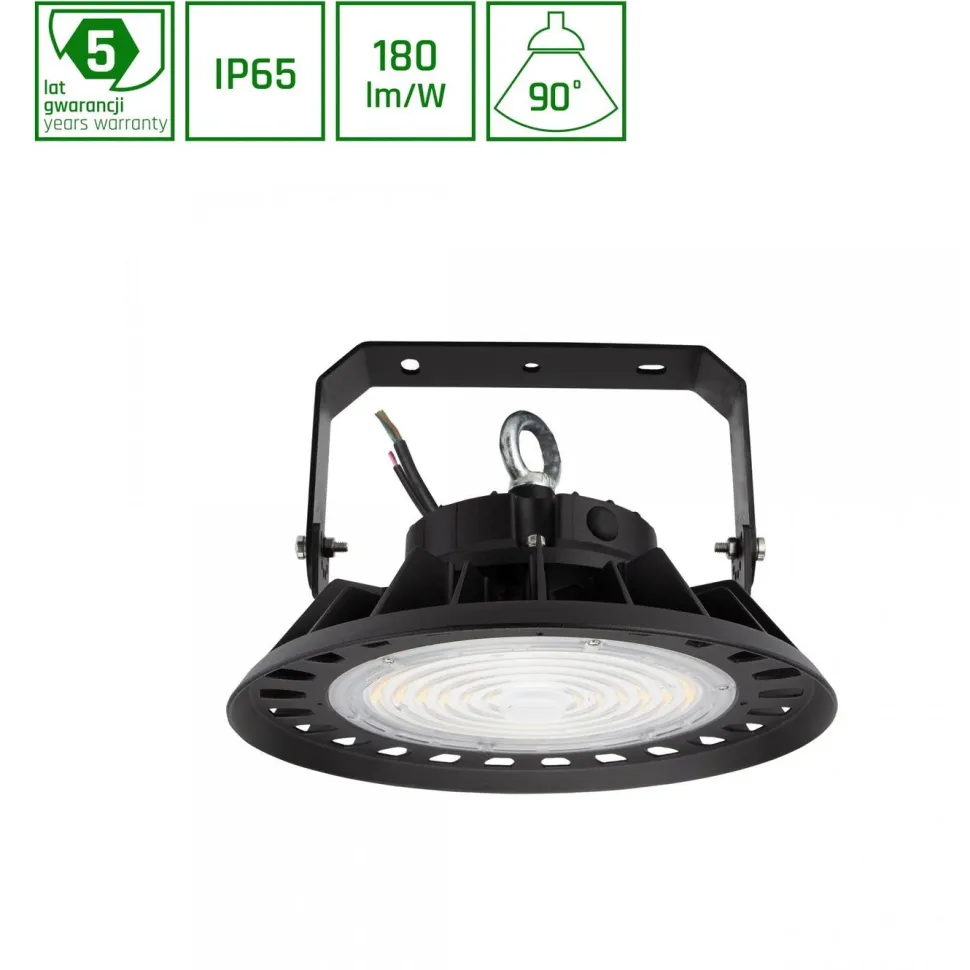 Teollisuusvalaisin Spectrum Plateo 3 High Bay Ø270mm 100W 90° IP65 IK08 4000K ripustettava musta