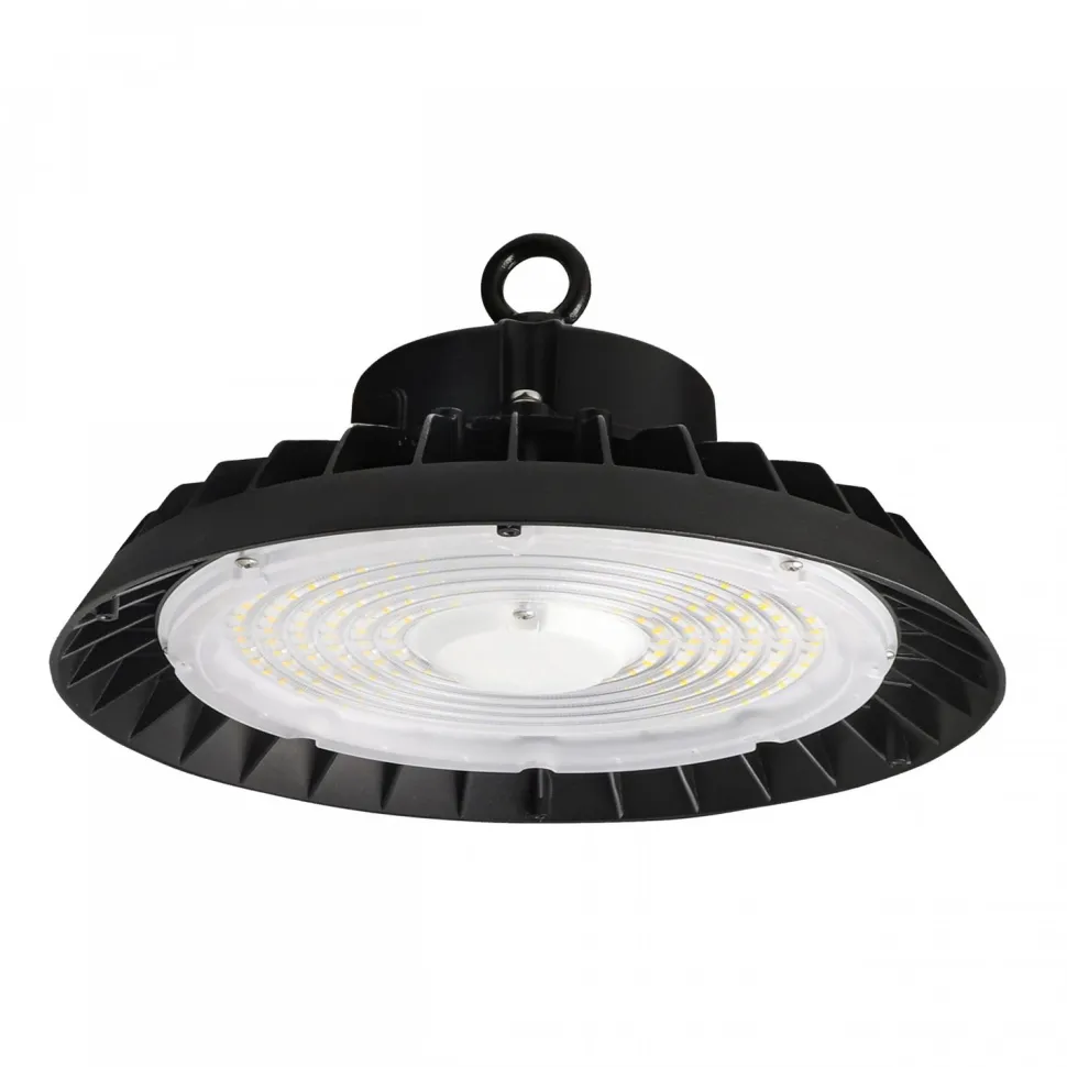 Teollisuusvalaisin Spectrum Plateo 4 High Bay Ø280mm 200W/150W/100W 90° IP65 IK09 4000K ripustettava musta