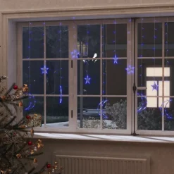 Tähti ja kuu -keijuvalot kaukosäädin 138xLED sininen