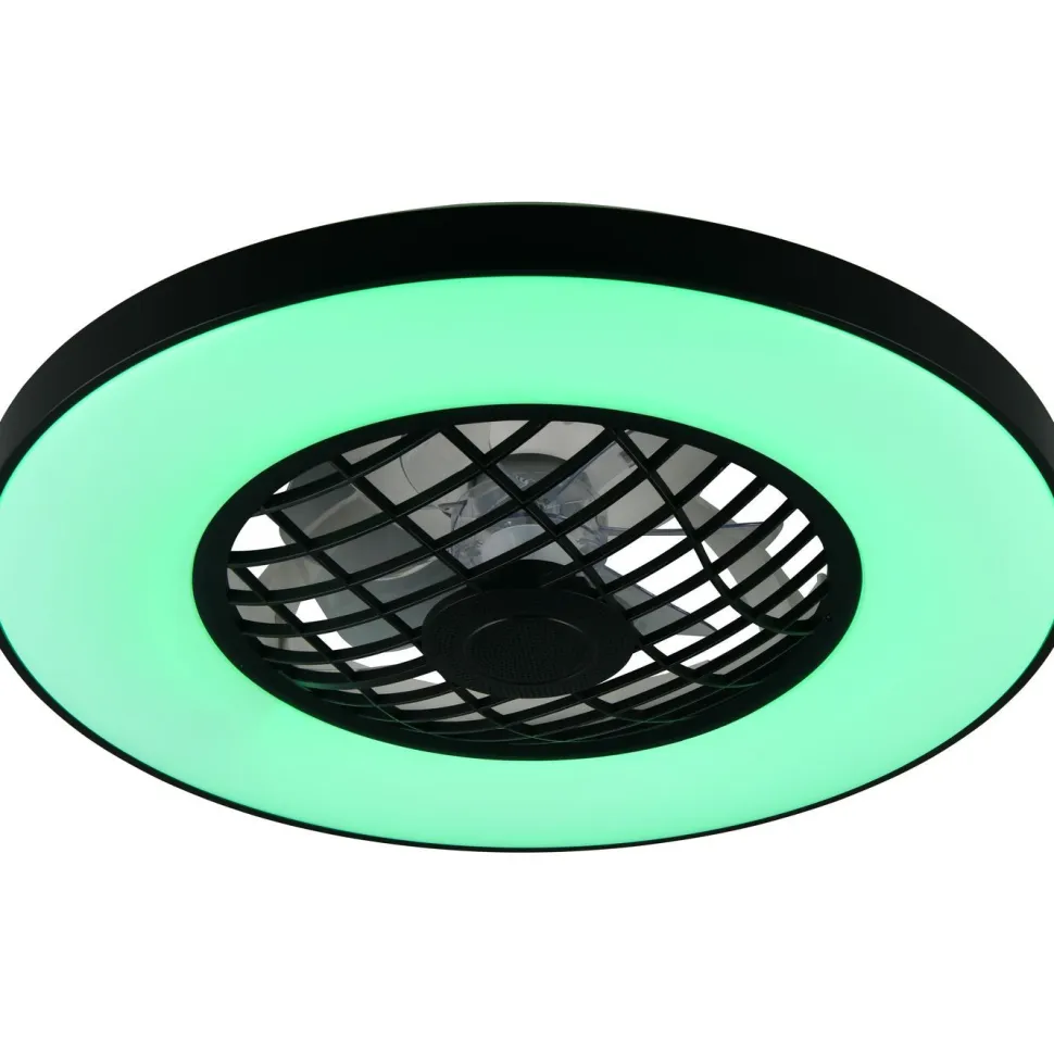 Tuuletinkattovalaisin Trio Linköping Ø59cm LED RGB Bluetooth-kaiutin musta