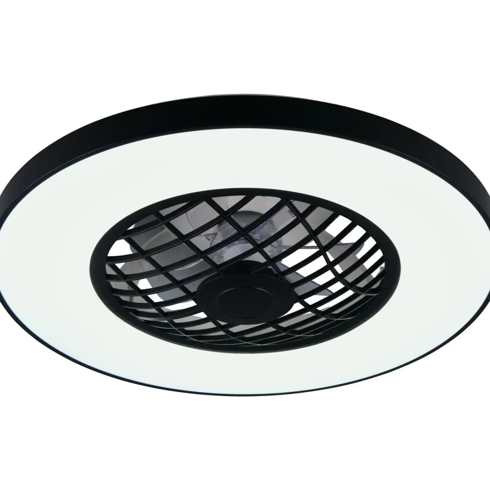 Tuuletinkattovalaisin Trio Linköping Ø59cm LED RGB Bluetooth-kaiutin musta