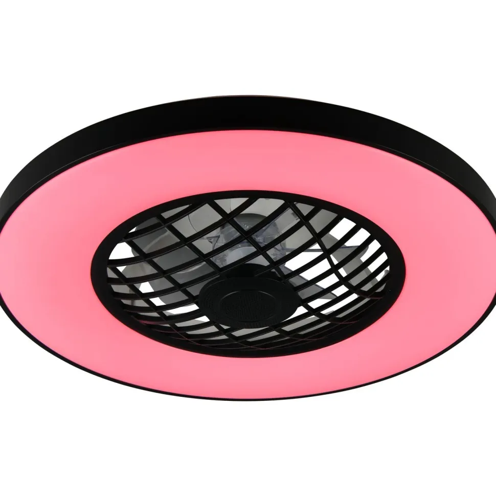 Tuuletinkattovalaisin Trio Linköping Ø59cm LED RGB Bluetooth-kaiutin musta