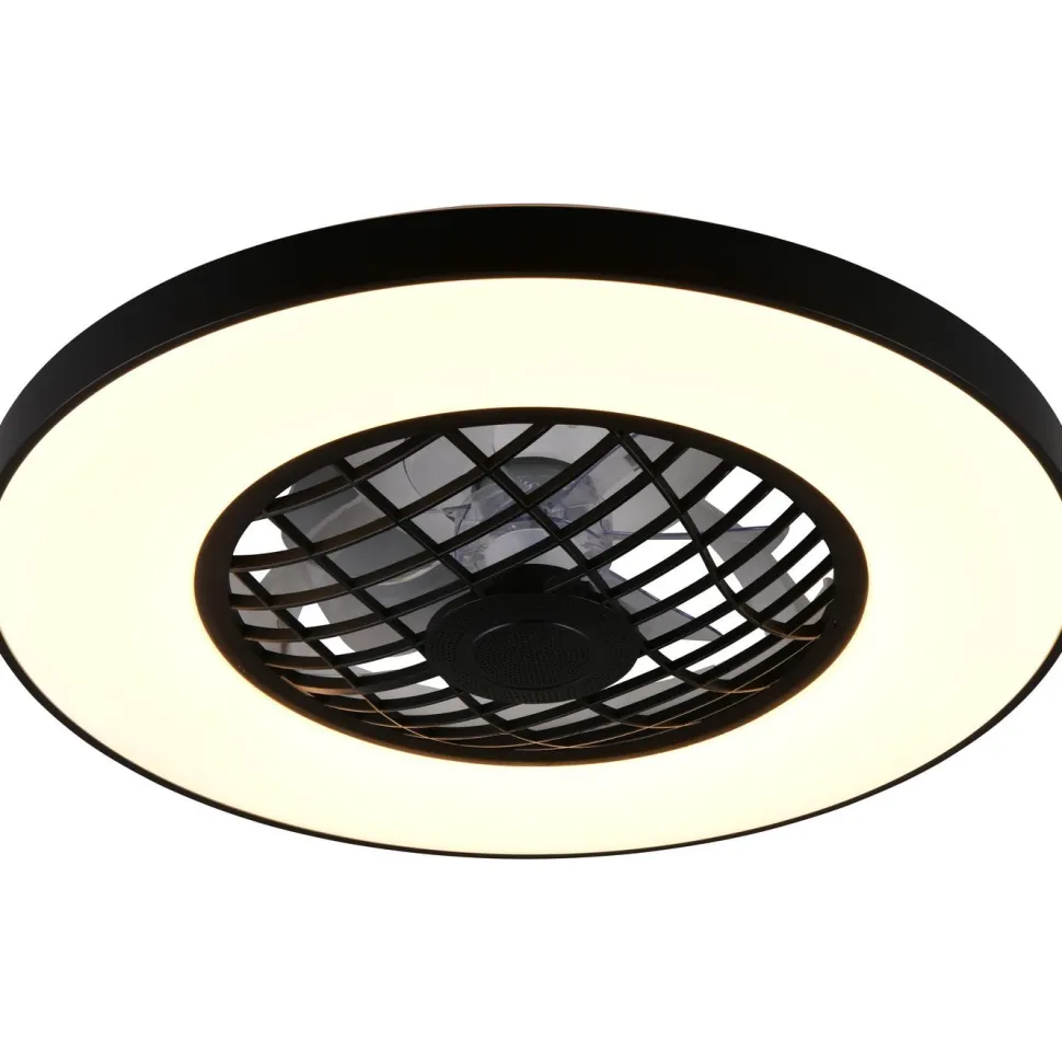 Tuuletinkattovalaisin Trio Linköping Ø59cm LED RGB Bluetooth-kaiutin musta