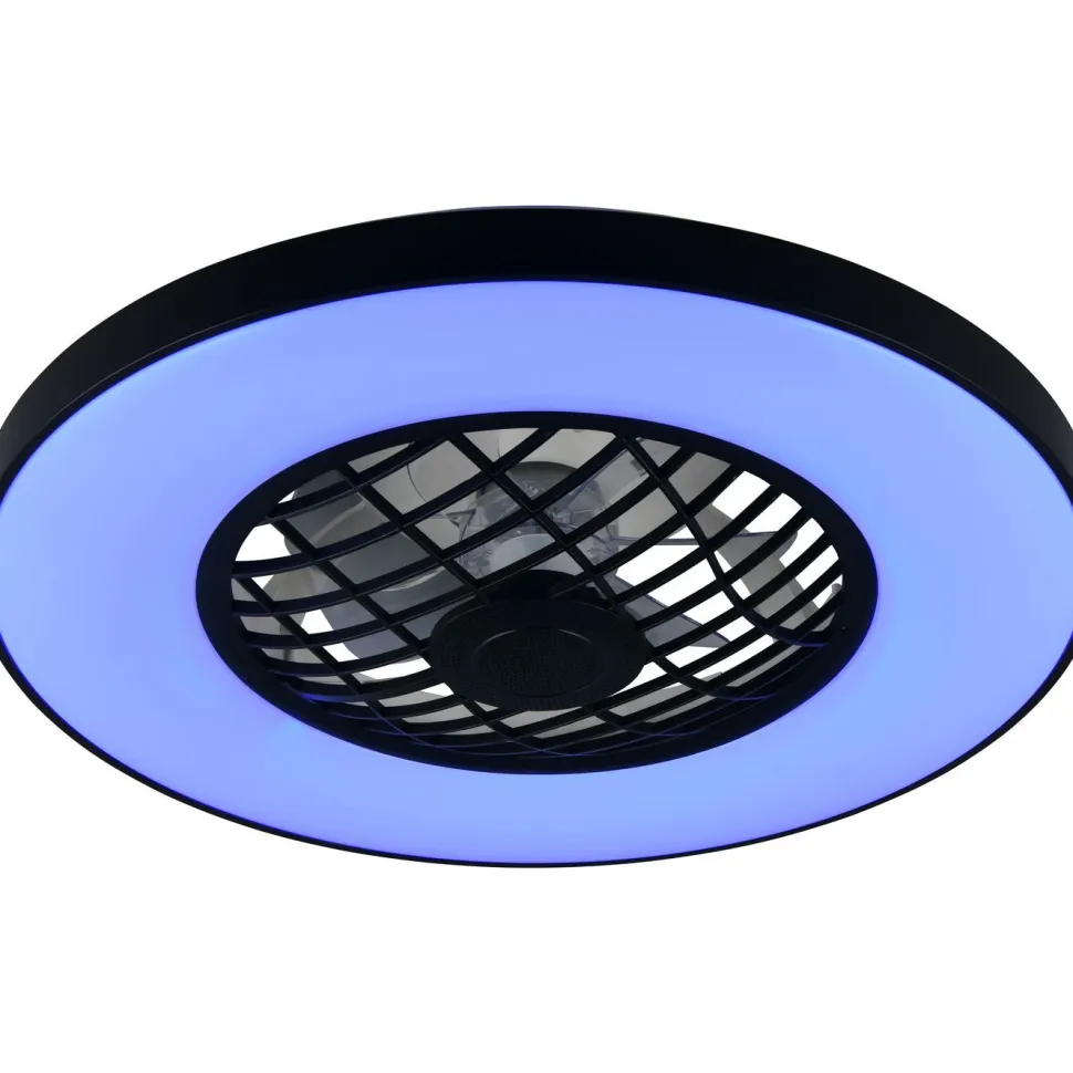 Tuuletinkattovalaisin Trio Linköping Ø59cm LED RGB Bluetooth-kaiutin musta