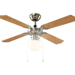 Tuuletinvalaisin Eglo Edi Light Ø106.6cm E27 valkoinen/vaahtera, mattanikkeli