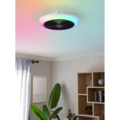 Tuuletinvalaisin Eglo Sayulita RGB Ø46cm, 2700-6500K, IP20, valkoinen/musta
