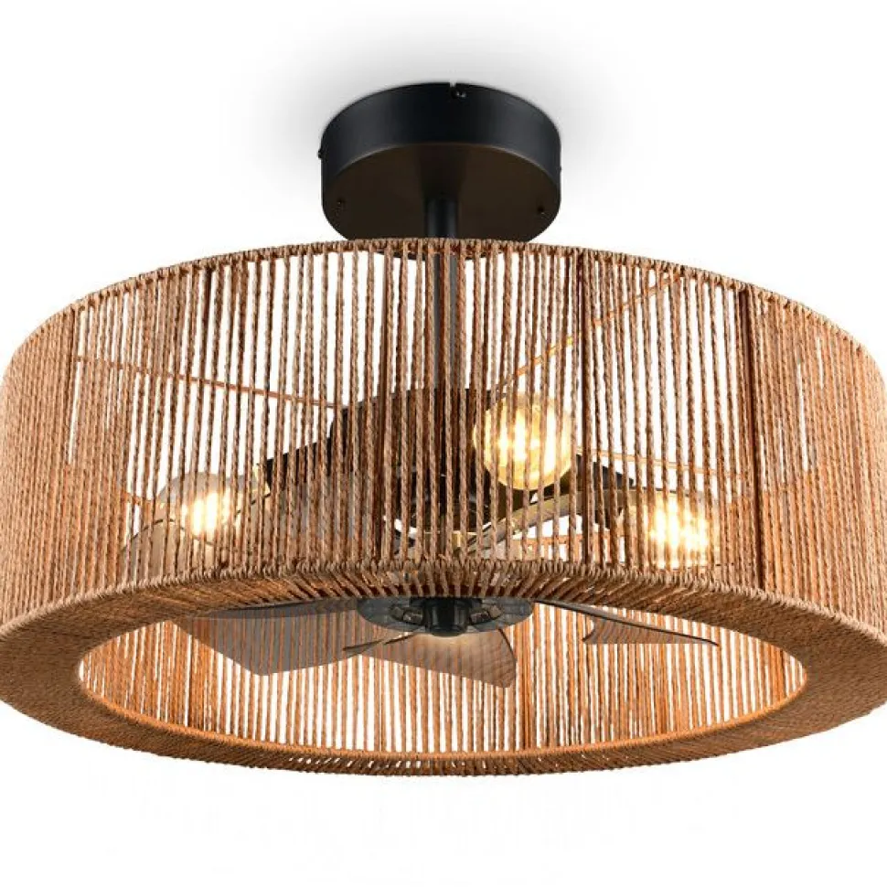 Tuuletinvalaisin Trio Smillum 4xE27 luonnollinen väri/mattamusta