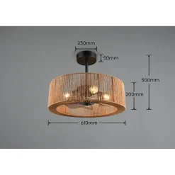 Tuuletinvalaisin Trio Smillum 4xE27 luonnollinen väri/mattamusta