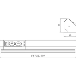 Työpistevalaisin Elektra LED 10 W 2xUSB-paikka 2xPistokepaikka 799 mm