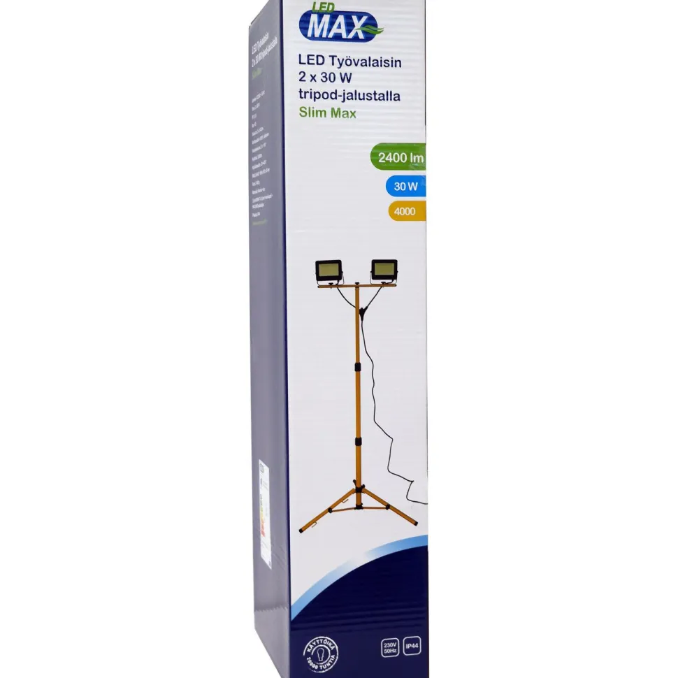 Työvalaisin LED Max Slim LED, 2x30W, 2x2300lm, IP44, tripod-jalusta