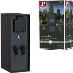 Ulkopistorasiapylväs hämärätunnistimella Paulmann Plug & Shine Rio, IP44, antrasiitti