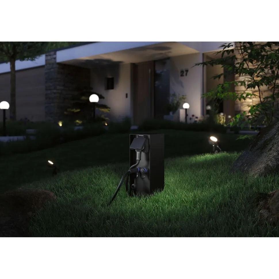 Ulkopistorasiapylväs Paulmann Plug & Shine Rio, IP44, antrasiitti