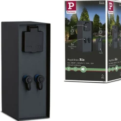 Ulkopistorasiapylväs Paulmann Plug & Shine Rio, IP44, antrasiitti