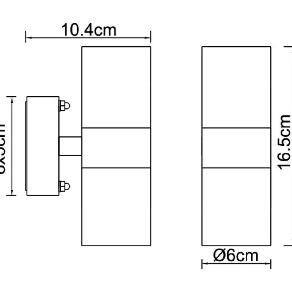 Ulkoseinävalaisin Globo Style Ø60mm 2x5W teräs