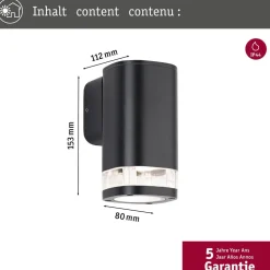 Ulkoseinävalaisin Paulmann Colum, alas suunnattu valo, IP44, 80x112mm, korroosionkestävä, antrasiitti