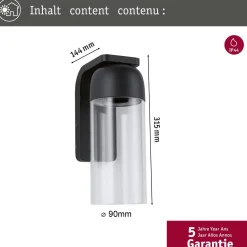 Ulkoseinävalaisin Paulmann Lantea, IP44, 91x144mm, antrasiitti