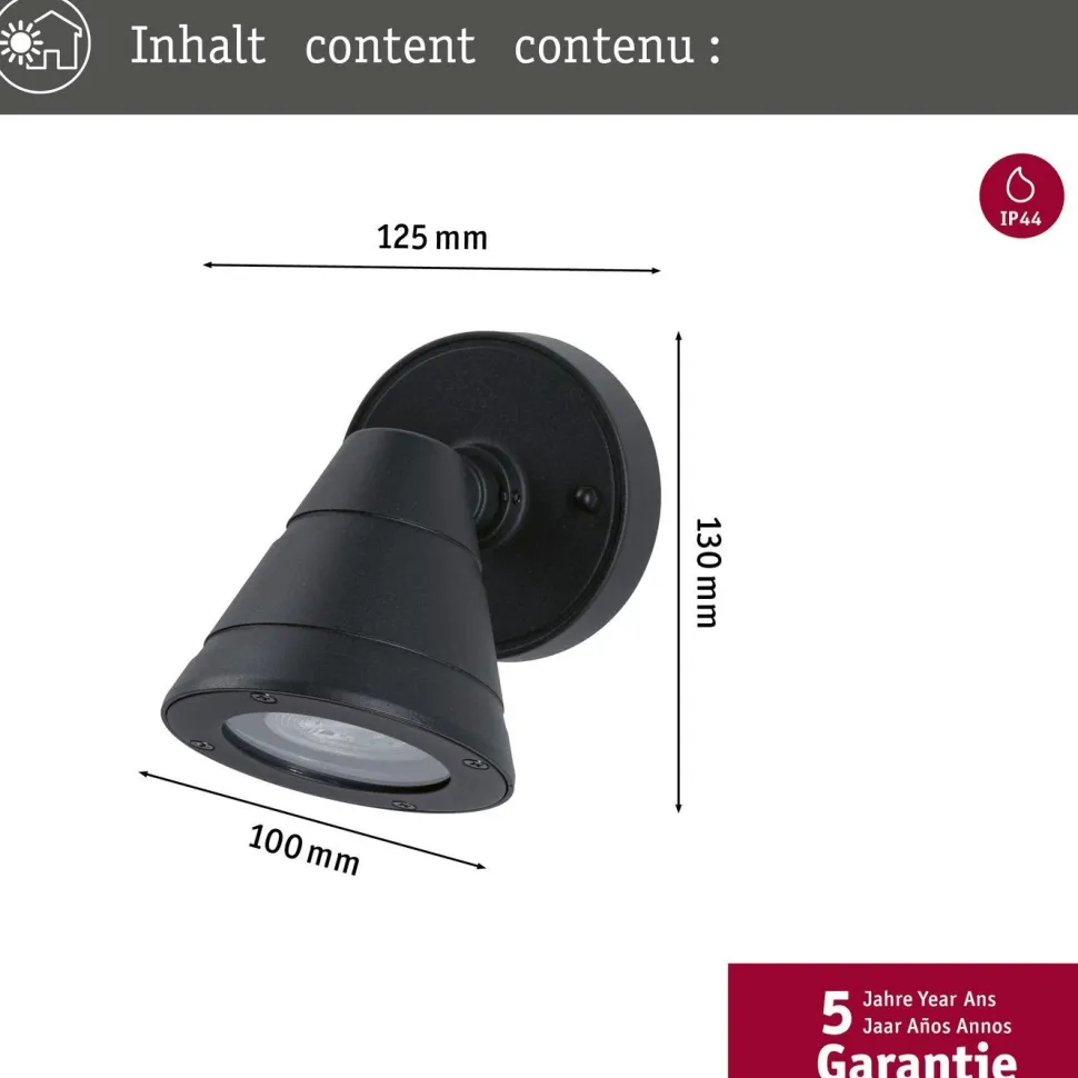 Ulkoseinävalaisin Paulmann Trian, IP44, korroosionkestävä, antrasiitti