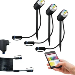 Ulkospottisarja Paulmann Plug & Shine älyvalaisin 3-osainen musta