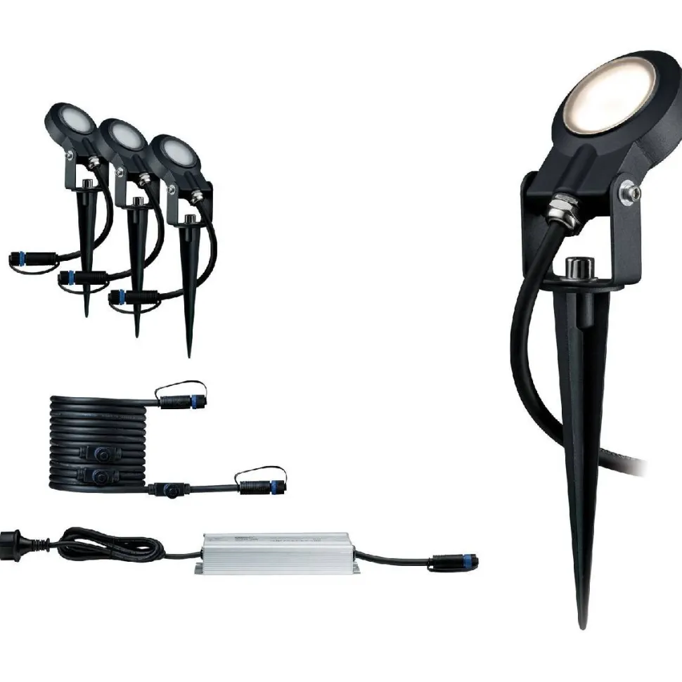 Ulkospottisarja Paulmann Plug & Shine IP67 3-osainen musta