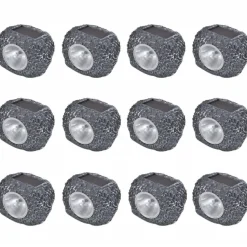 Ulkotilan aurinkoenergia led spottivalo kiven muotoinen 12kpl