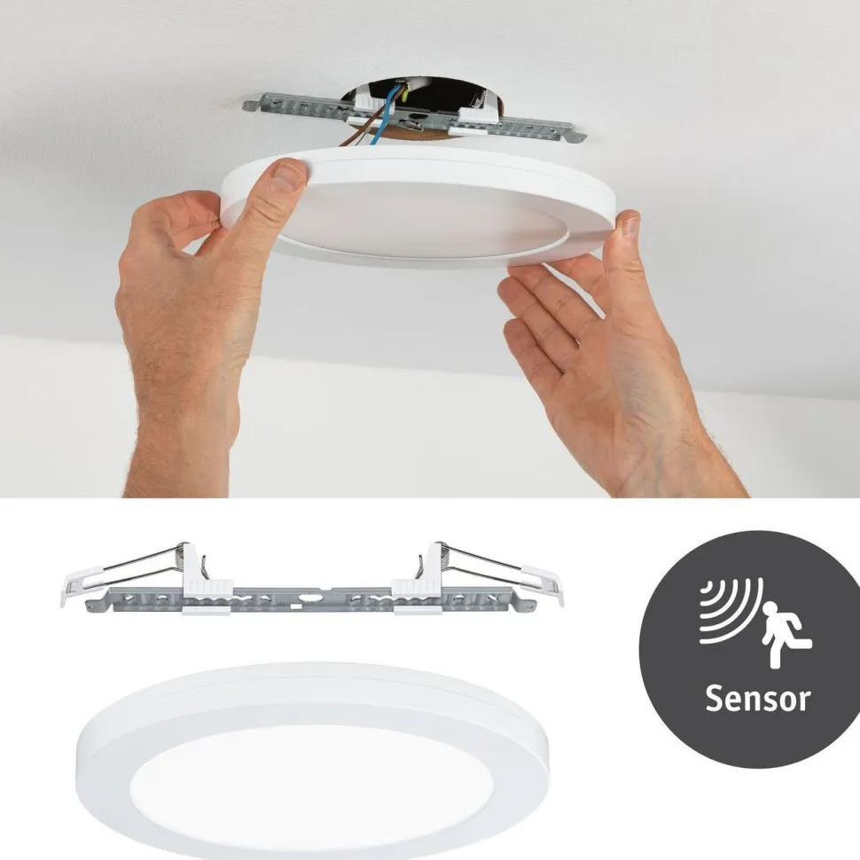 Upotettava LED-paneeli liiketunnistimella Paulmann 2in1 Cover-it, Ø22.5cm, 16.5W, 4000K, mattavalkoinen