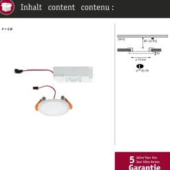 Upotettava LED-paneeli Paulmann Veluna, IP44, Ø7.5cm, 4.5W, 4000K, satiini