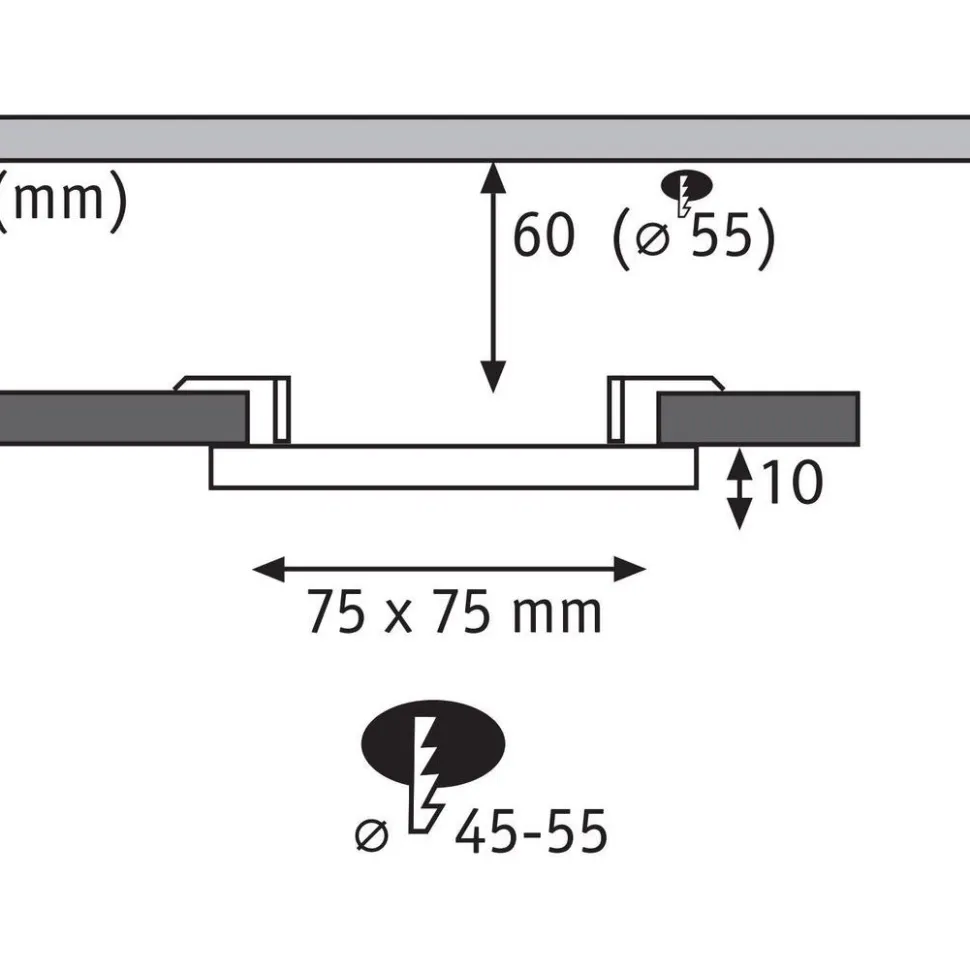 Upotettava LED-paneeli Paulmann Veluna, IP44, Ø7.5cm, 4.5W, 4000K, satiini