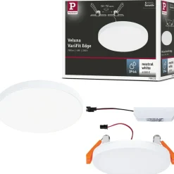 Upotettava LED-paneeli Paulmann VariFit Veluna Edge, IP44, Ø9cm, 6W, 4000K, valkoinen
