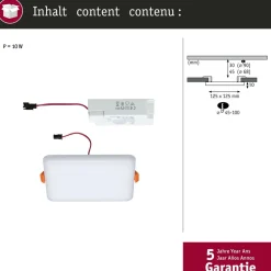 Upotettava LED-paneeli Paulmann Veluna, IP44, 12.5x12.5cm, 8.5W, 4000K, satiini
