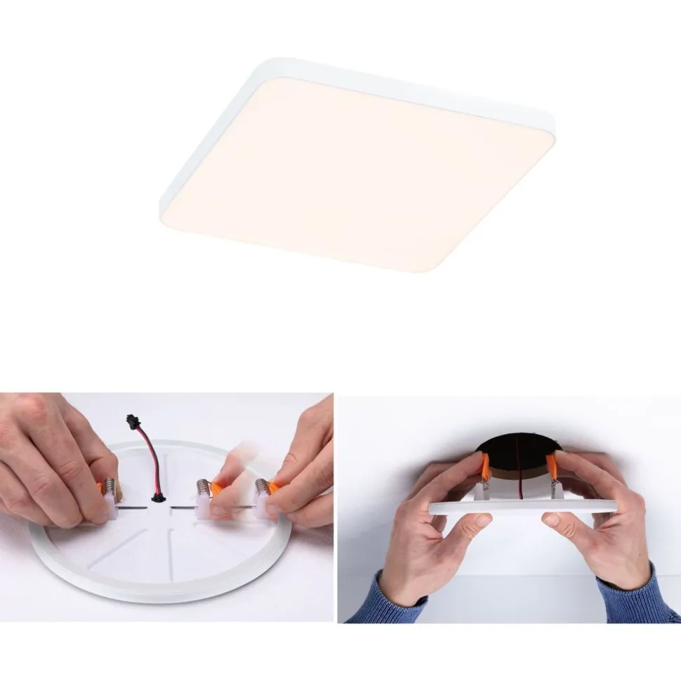 Upotettava LED-paneeli Paulmann VariFit Veluna Edge, IP44, 12x12cm, 8.5W, 3000K, valkoinen