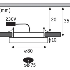 Upotettava LED-paneeli Paulmann Areo, Ø8cm, 5W, 3000K, mattanikkeli