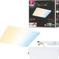 Upotettava LED-paneeli Paulmann Veluna Edge, Smart Home Zigbee 3.0, IP44, 20x20cm, 18W, säädettävä värilämpötila, valkoinen