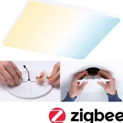 Upotettava LED-paneeli Paulmann Veluna Edge, Smart Home Zigbee 3.0, IP44, 20x20cm, 18W, säädettävä värilämpötila, valkoinen