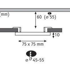 Upotettava LED-paneeli Paulmann Veluna, IP44, 7.5x7.5cm, 4.5W, 4000K, satiini