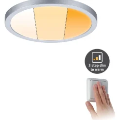 Upotettava LED-paneeli Paulmann VariFit Areo, IP44, Ø17.5cm, 13W, säädettävä värilämpötila, mattakromi