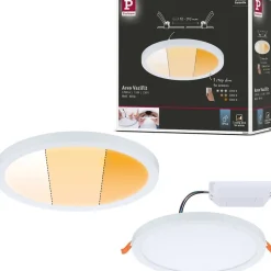 Upotettava LED-paneeli Paulmann VariFit Areo, IP44, Ø17.5cm, 13W, säädettävä värilämpötila, mattakromi
