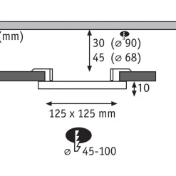 Upotettava LED-paneeli Paulmann Veluna, IP44, Ø12.5cm, 8.5W, 3000K, satiini