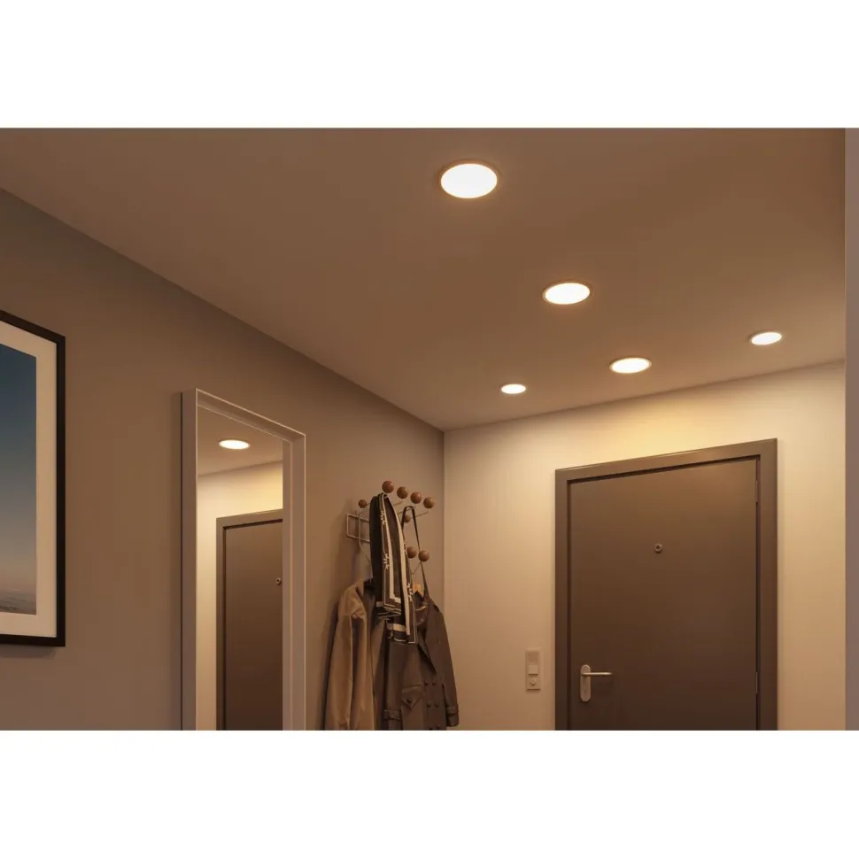 Upotettava LED-paneeli Paulmann VariFit Areo, IP44, Ø17.5cm, 13W, 3000K, himmennettävä, valkoinen