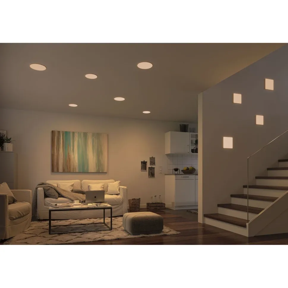 Upotettava LED-paneeli Paulmann VariFit Veluna, IP44, 21.5x21.5cm, 21W, 3000K, himmennettävä, satiini