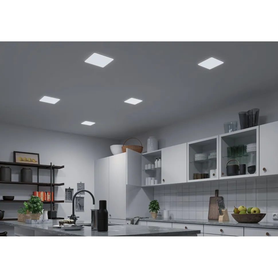 Upotettava LED-paneeli Paulmann Veluna, Smart Home Zigbee 3.0, IP44, 18.5x18.5cm, 14W, säädettävä värilämpötila, himmennettävä