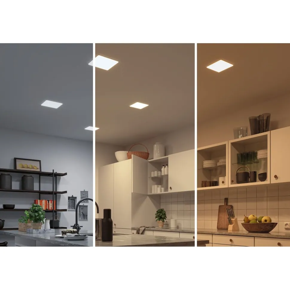 Upotettava LED-paneeli Paulmann Veluna, Smart Home Zigbee 3.0, IP44, 18.5x18.5cm, 14W, säädettävä värilämpötila, himmennettävä