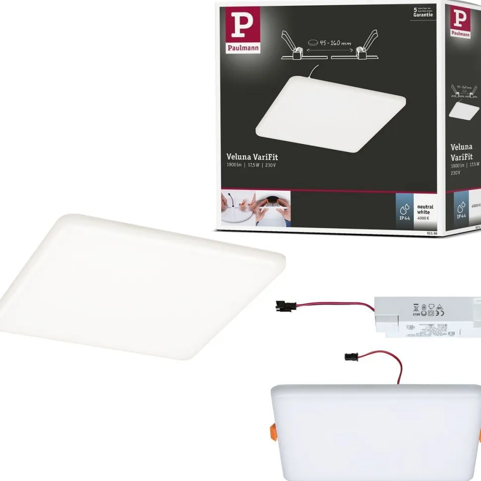 Upotettava LED-paneeli Paulmann Veluna, IP44, 18.5x18.5cm, 17.5W, 4000K, satiini