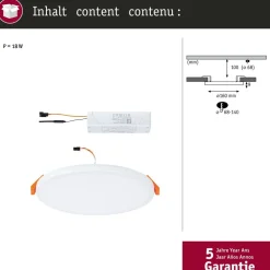 Upotettava LED-paneeli Paulmann Veluna Edge, Smart Home Zigbee 3.0, IP44, Ø16cm, 15.5W, säädettävä värilämpötila, valkoinen